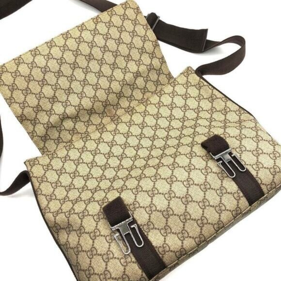 Authentic Gucci GG Supreme Web Canvas Sherry Messenger Bag Monogram Flap Tote - Picture 11 of 14